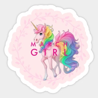 March pink unicorn Sticker